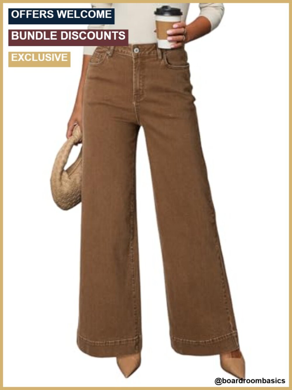 High Waisted Wide Leg Stretch Denim Jeans Women Casual Palazzo Pants